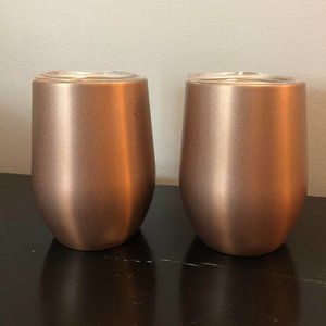Rose Gold Insulated Wine Glasses w/Lids